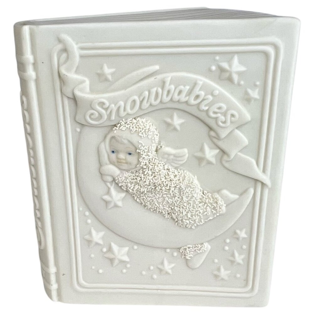 Dept 56 Snowbabiesβ Bank Pennies from Heaven Ceramic Winter Tales Book Shape VTG